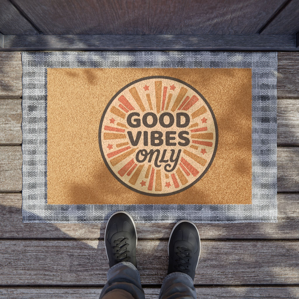 Good Vibes Only Doormat — Retro Sunburst Welcome Mat