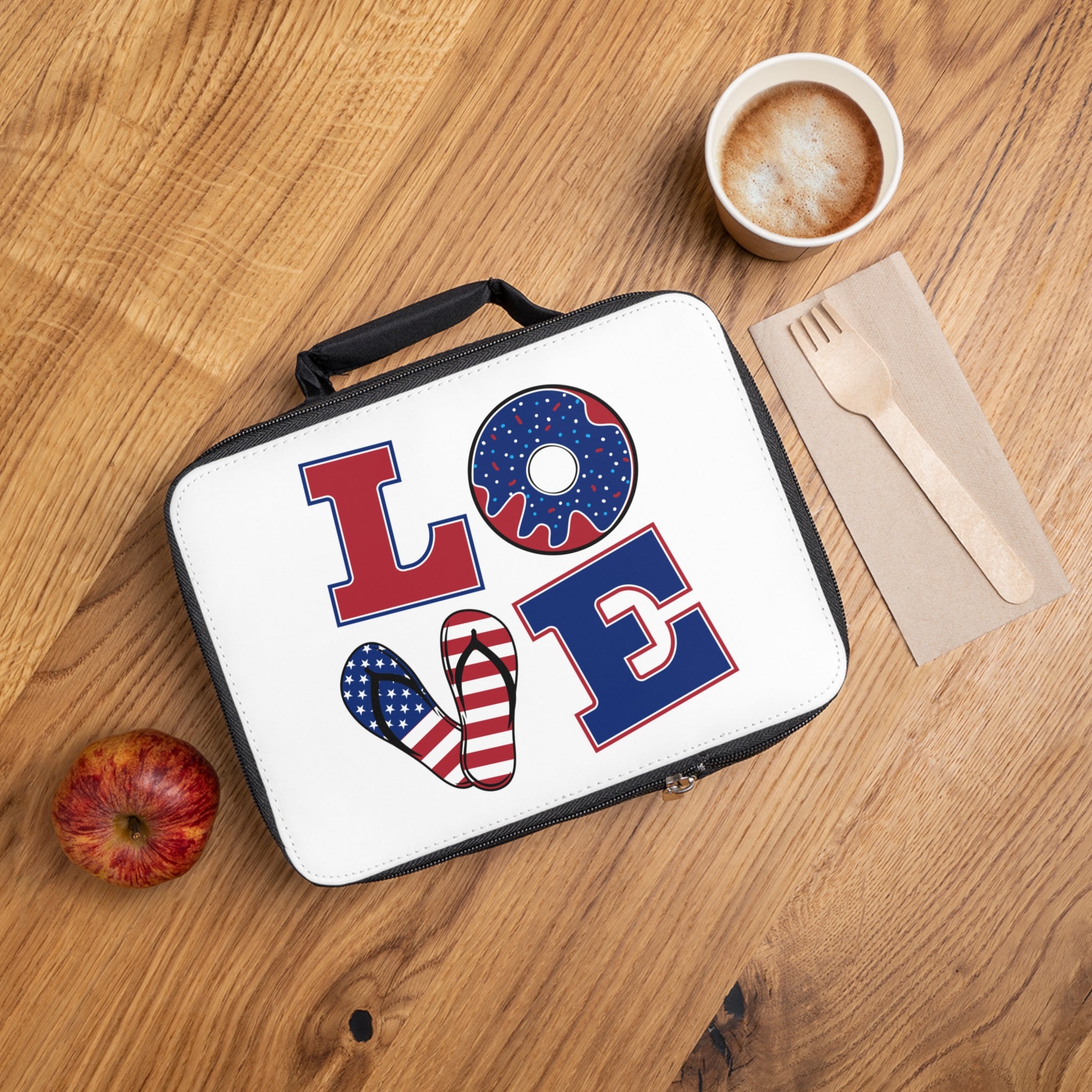 Patriotic LOVE Lunch Bag — Americana Donut & Flip-Flop Kids Lunchbox