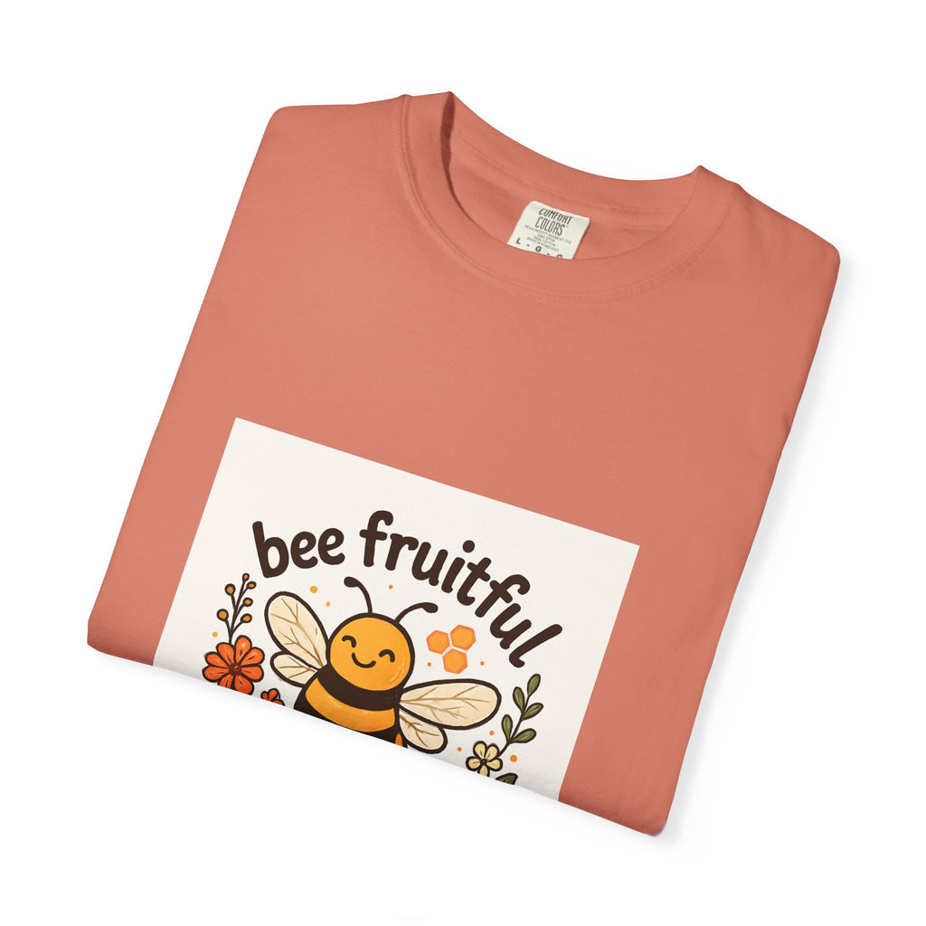 Bee Fruitful T-Shirt, Unisex Garment Dyed Tee, Cute Bee Apparel, Nature Lover's Gift, Summer Outfit, Eco-Friendly Fashion