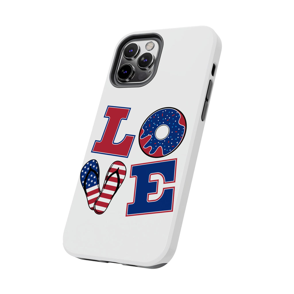 Patriotic LOVE Tough Phone Case — USA Flag & Donut Graphic