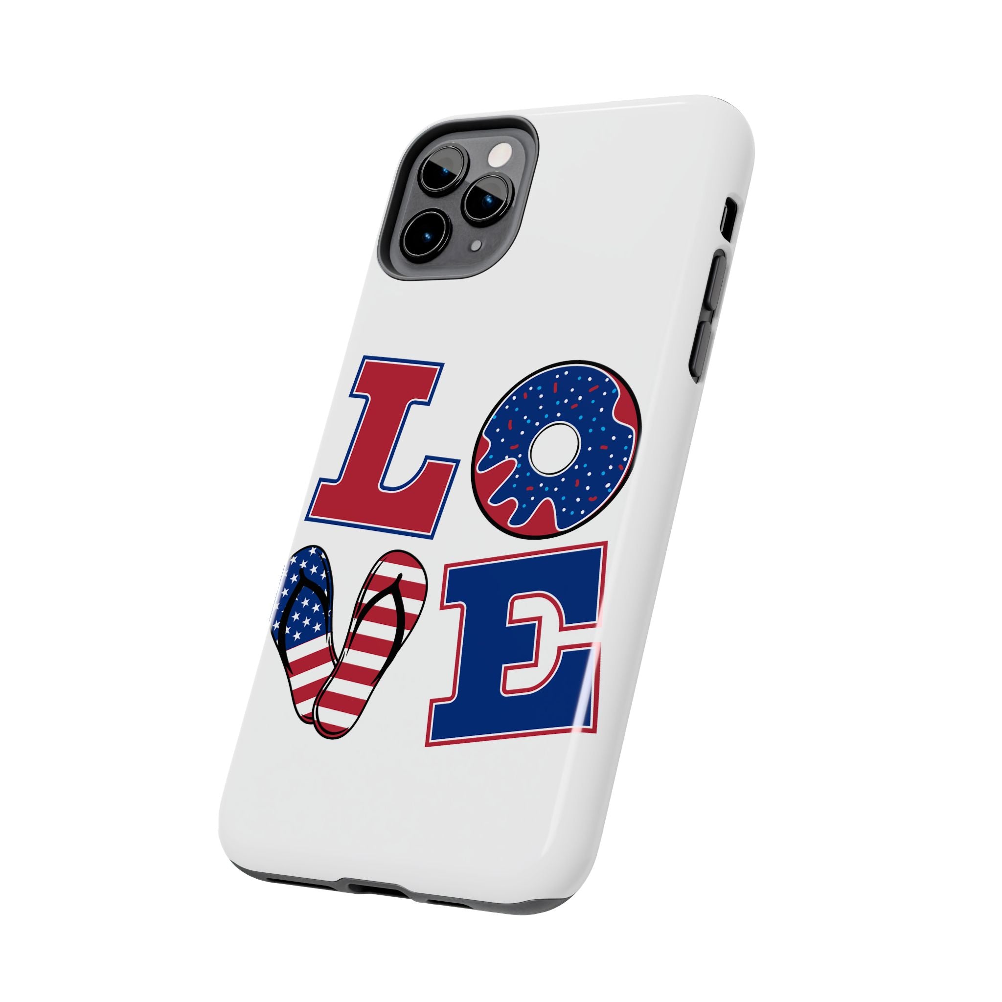 Patriotic LOVE Tough Phone Case — USA Flag & Donut Graphic