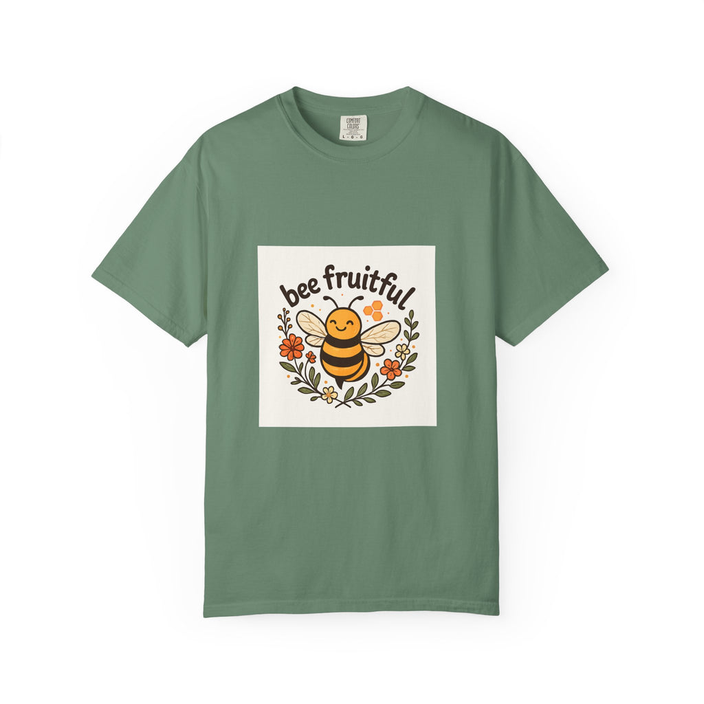 Bee Fruitful T-Shirt, Unisex Garment Dyed Tee, Cute Bee Apparel, Nature Lover's Gift, Summer Outfit, Eco-Friendly Fashion