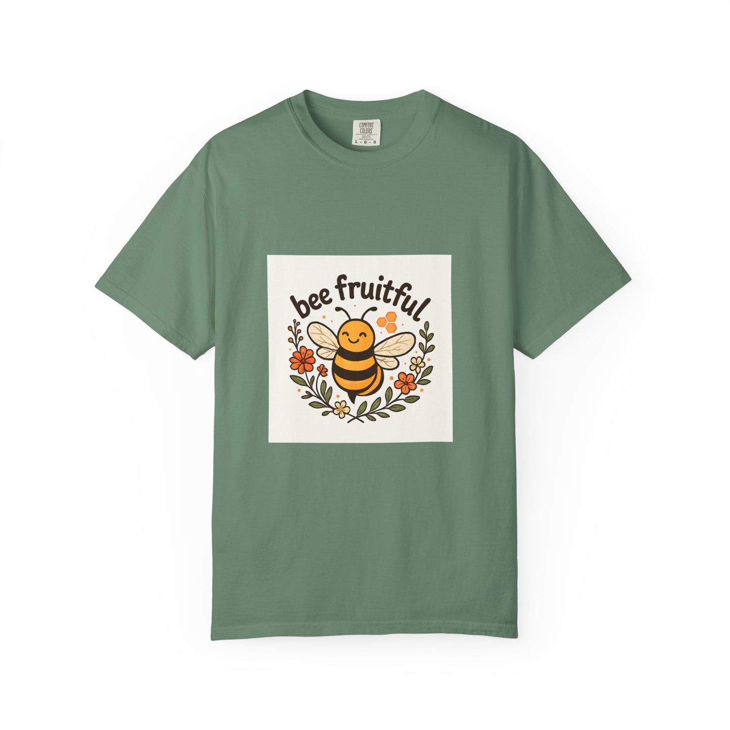 Bee Fruitful T-Shirt, Unisex Garment Dyed Tee, Cute Bee Apparel, Nature Lover's Gift, Summer Outfit, Eco-Friendly Fashion