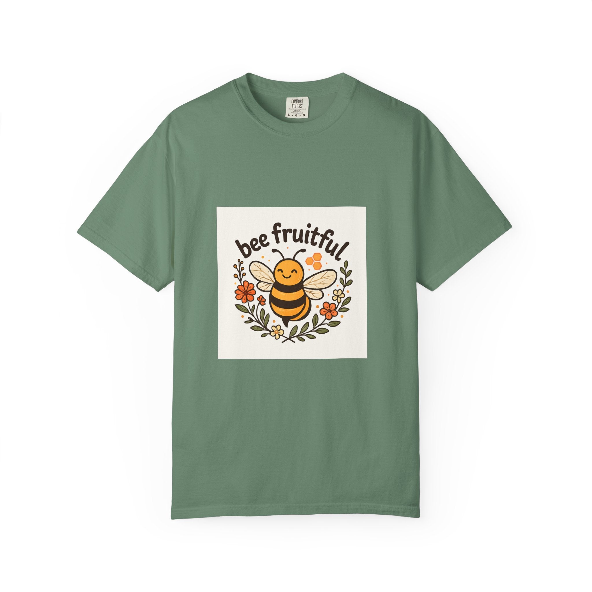 Bee Fruitful T-Shirt, Unisex Garment Dyed Tee, Cute Bee Apparel, Nature Lover's Gift, Summer Outfit, Eco-Friendly Fashion