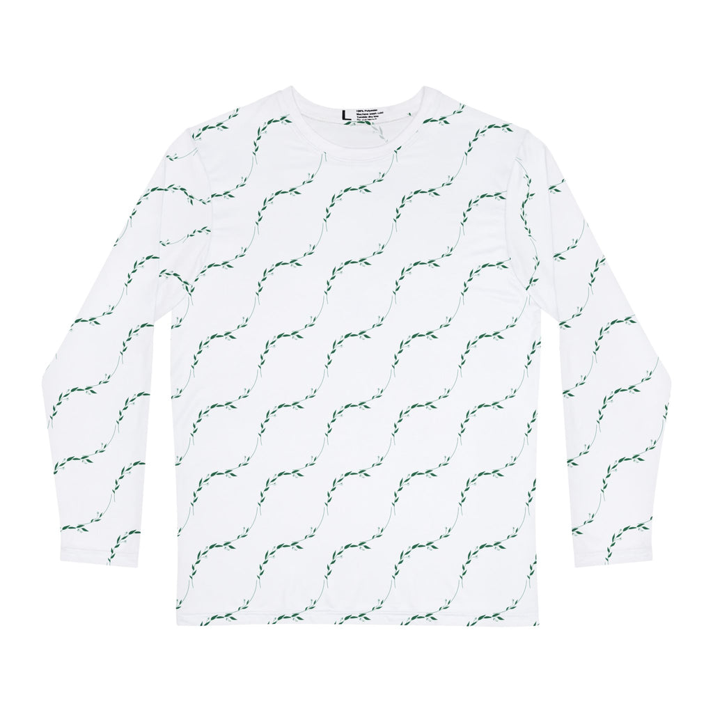 Men's Long Sleeve Shirt - Minimal Green Vine Allover Print
