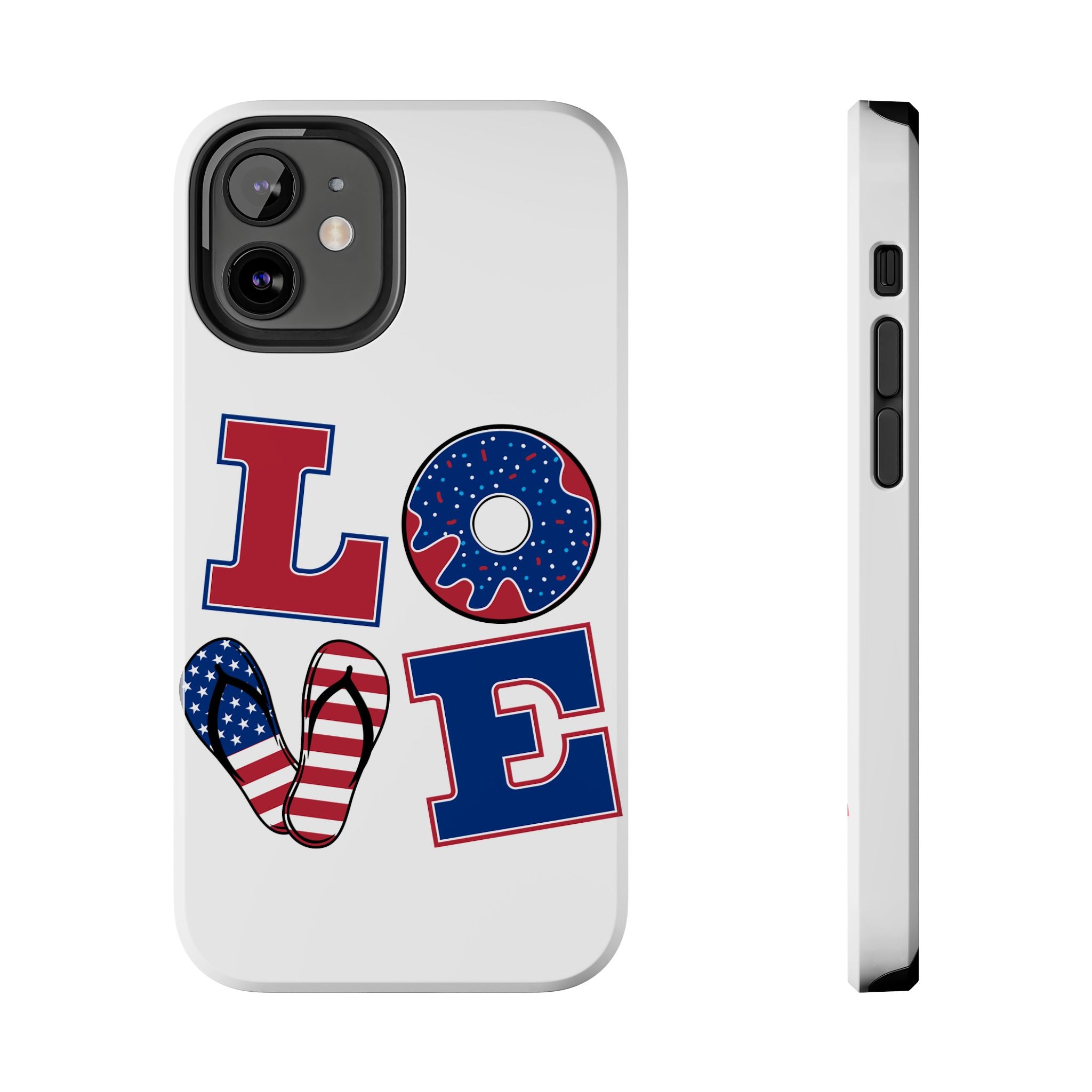 Patriotic LOVE Tough Phone Case — USA Flag & Donut Graphic