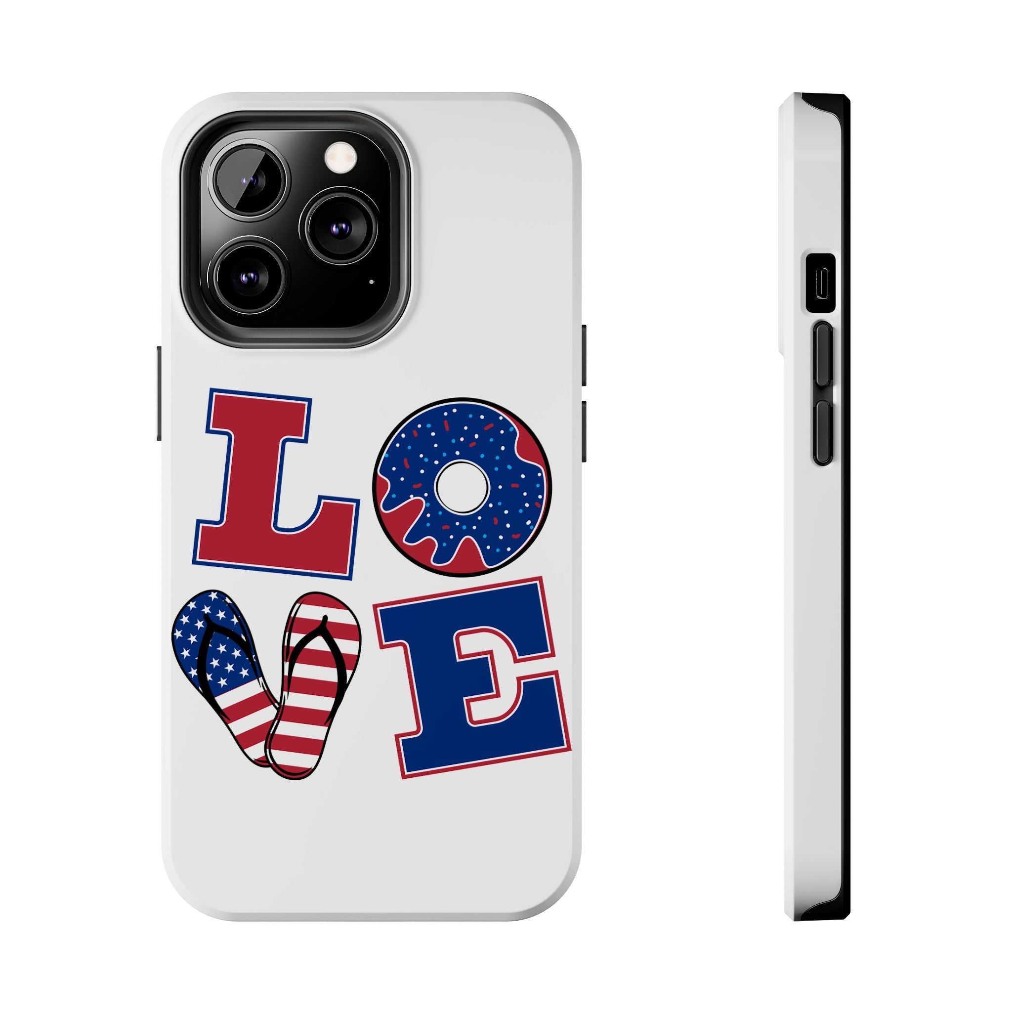 Patriotic LOVE Tough Phone Case — USA Flag & Donut Graphic