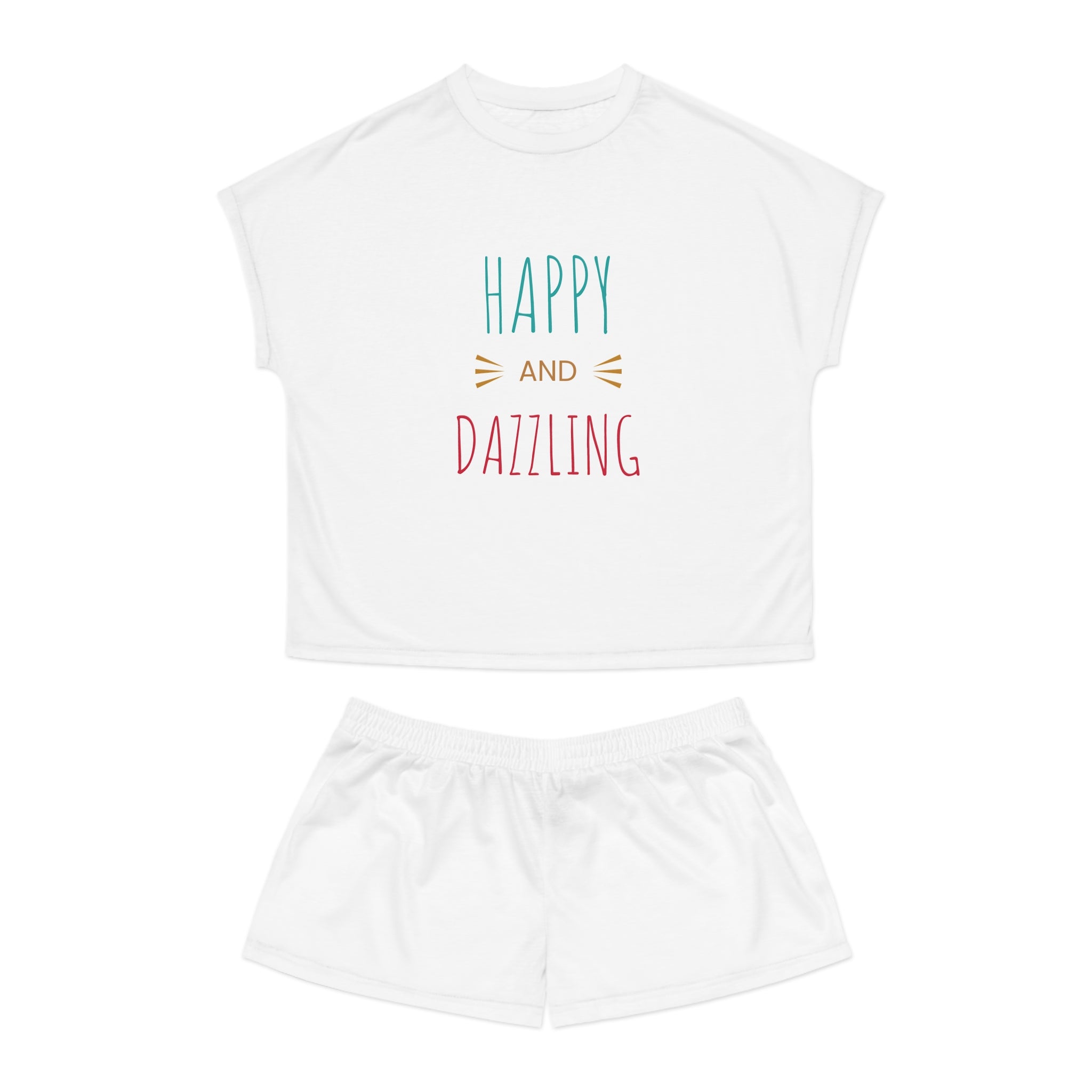 Happy and Dazzling Women's Short Pajama Set — Cute Printed Sleepwear