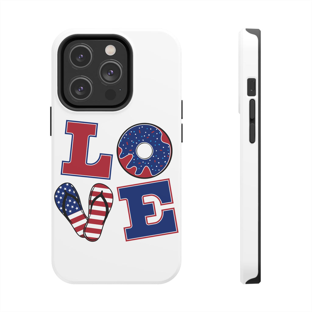 Patriotic LOVE Tough Phone Case — USA Flag & Donut Graphic