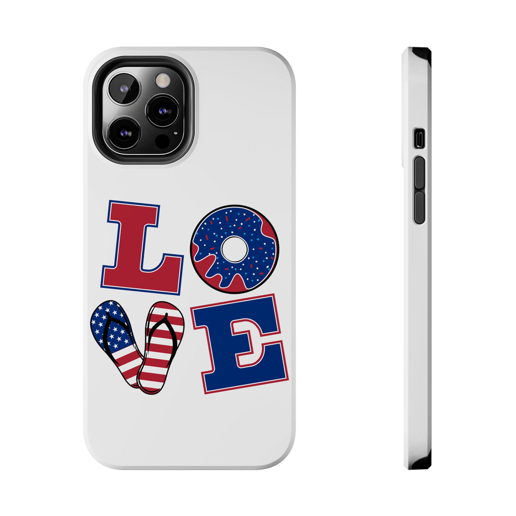 Patriotic LOVE Tough Phone Case — USA Flag & Donut Graphic