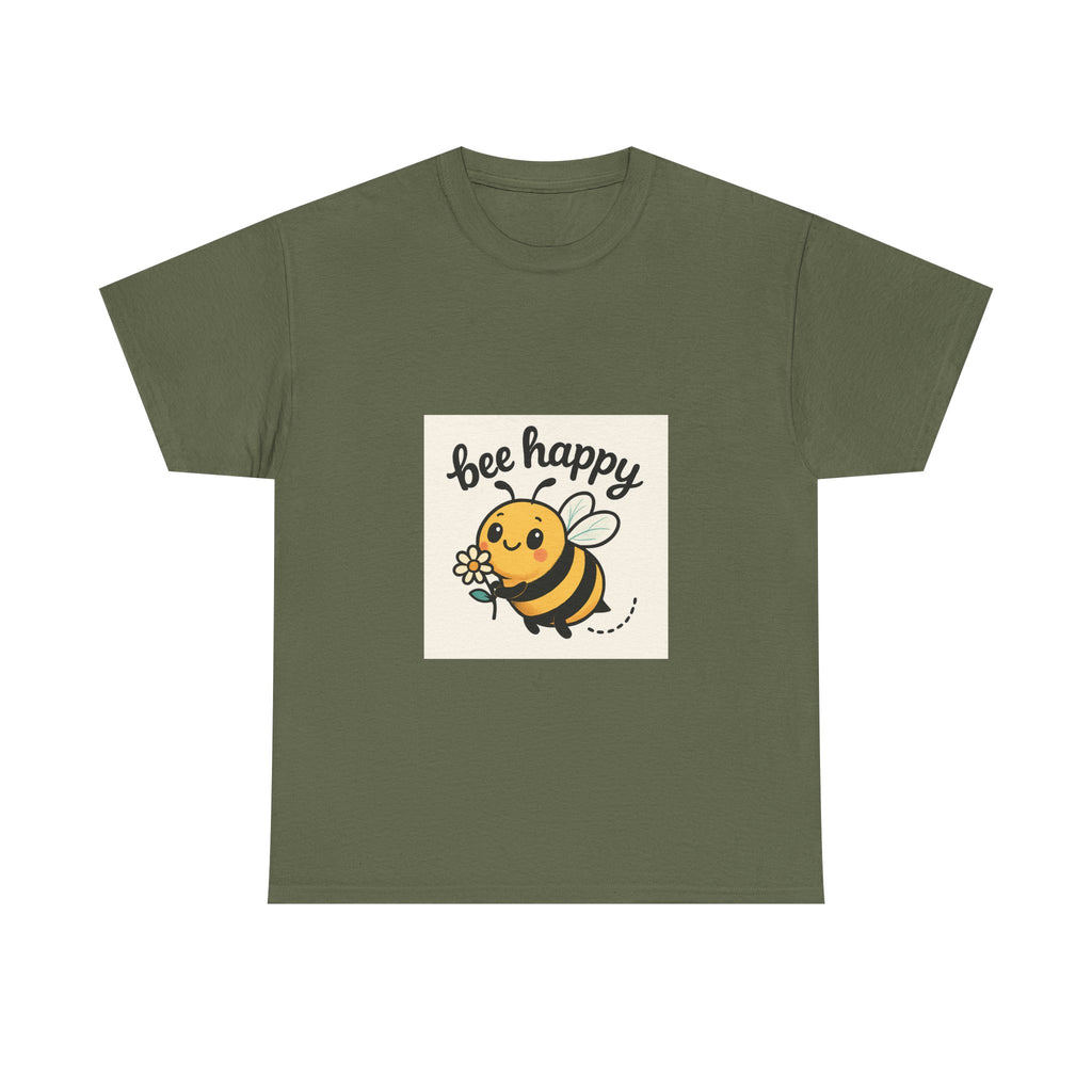 Bee Happy Tee, Unisex Cotton T-Shirt, Cute Bee Graphic Tee, Fun Summer Shirt, Gift for Bee Lovers, Nature Enthusiast Apparel