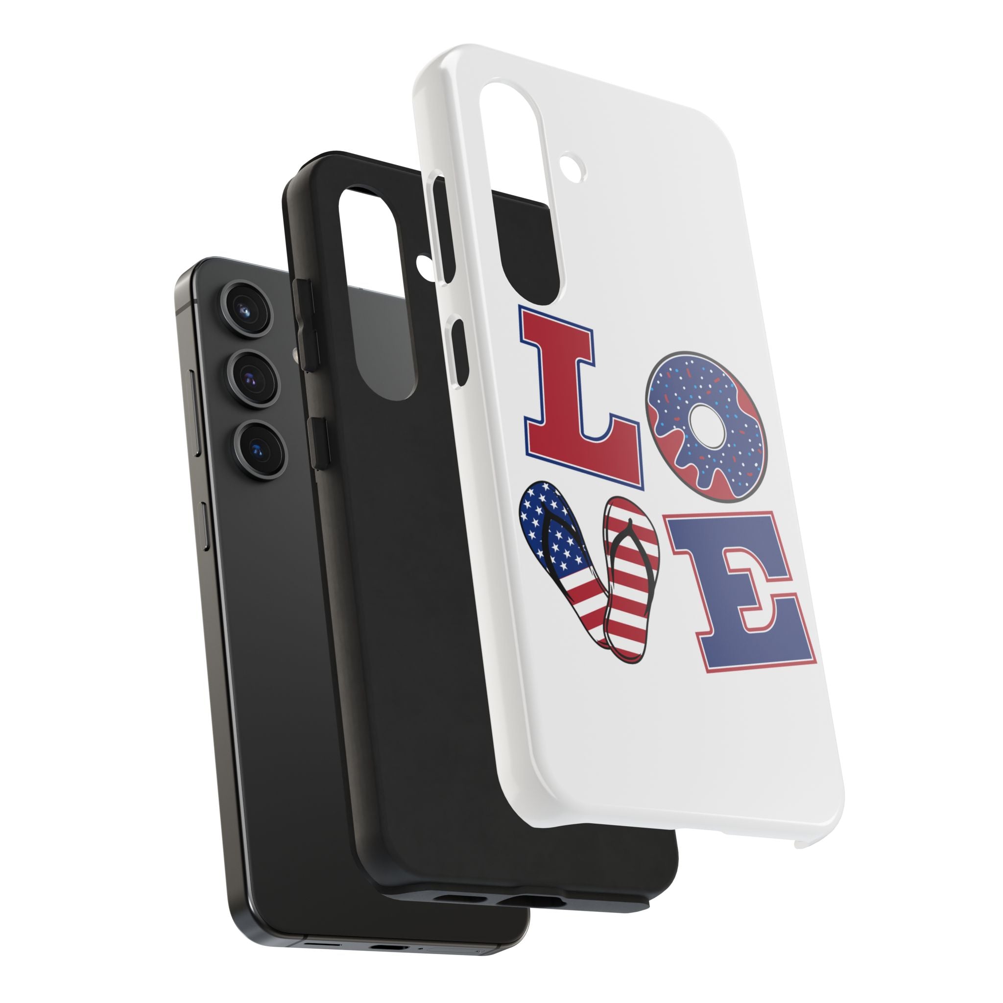 Patriotic LOVE Tough Phone Case — USA Flag & Donut Graphic