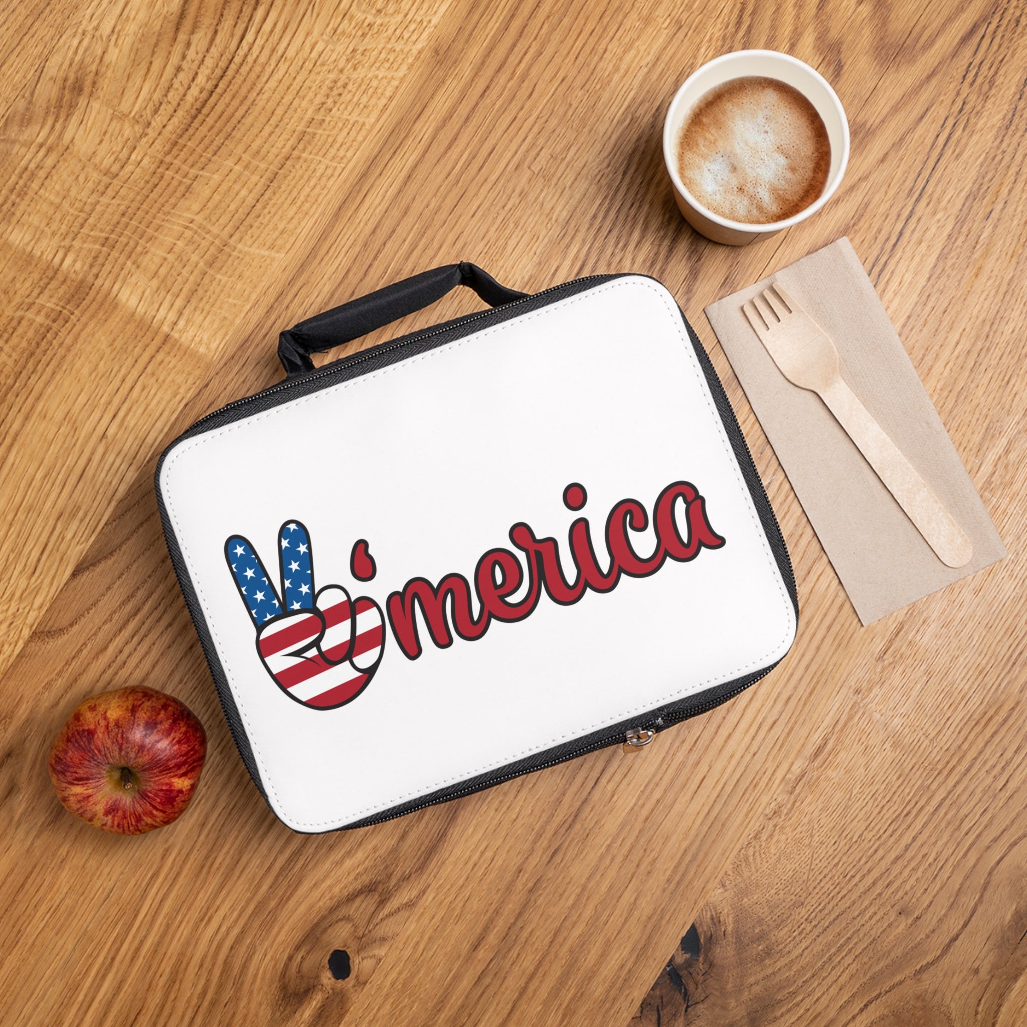 'Merica Peace Sign Lunch Bag — Patriotic 4th of July Cooler Tote