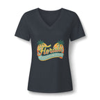 Florida Sunshine State V-Neck T-Shirt – Women's Retro Palm Tree Tee