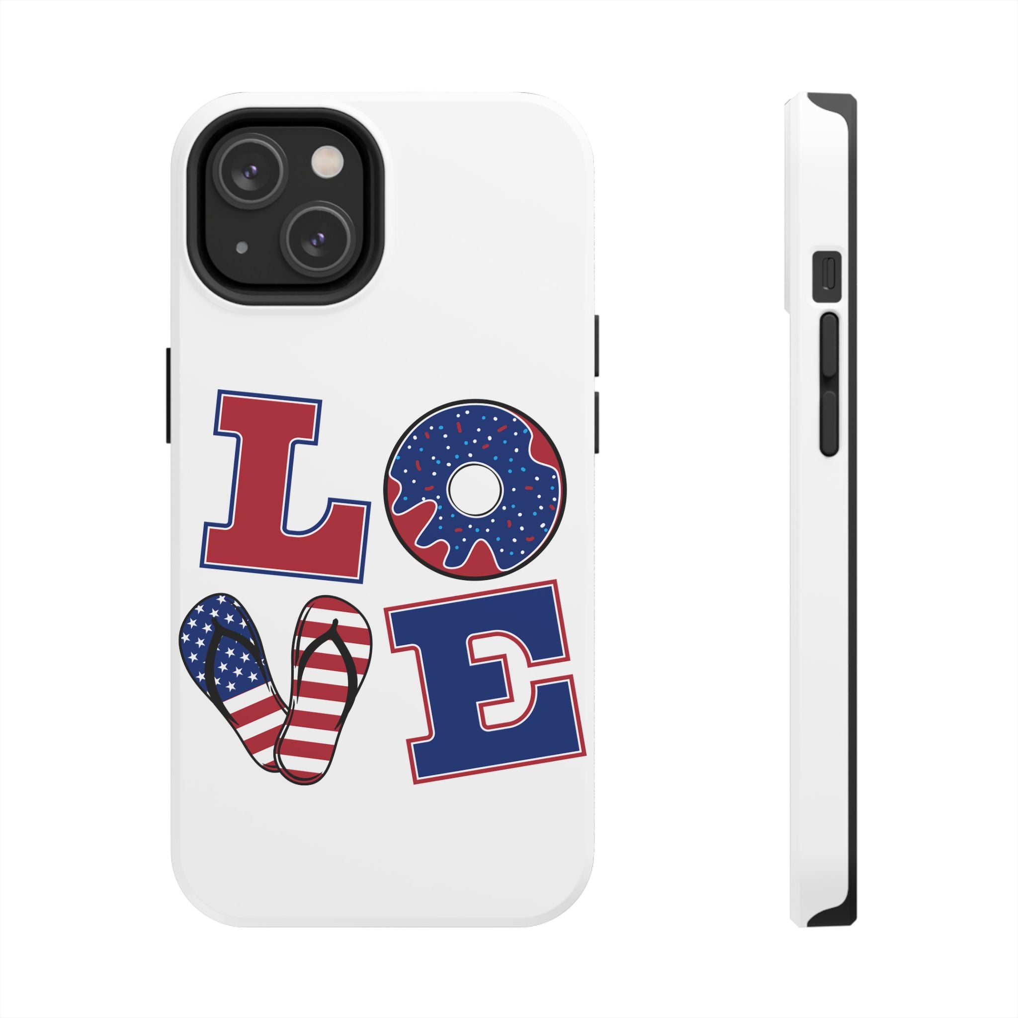 Patriotic LOVE Tough Phone Case — USA Flag & Donut Graphic