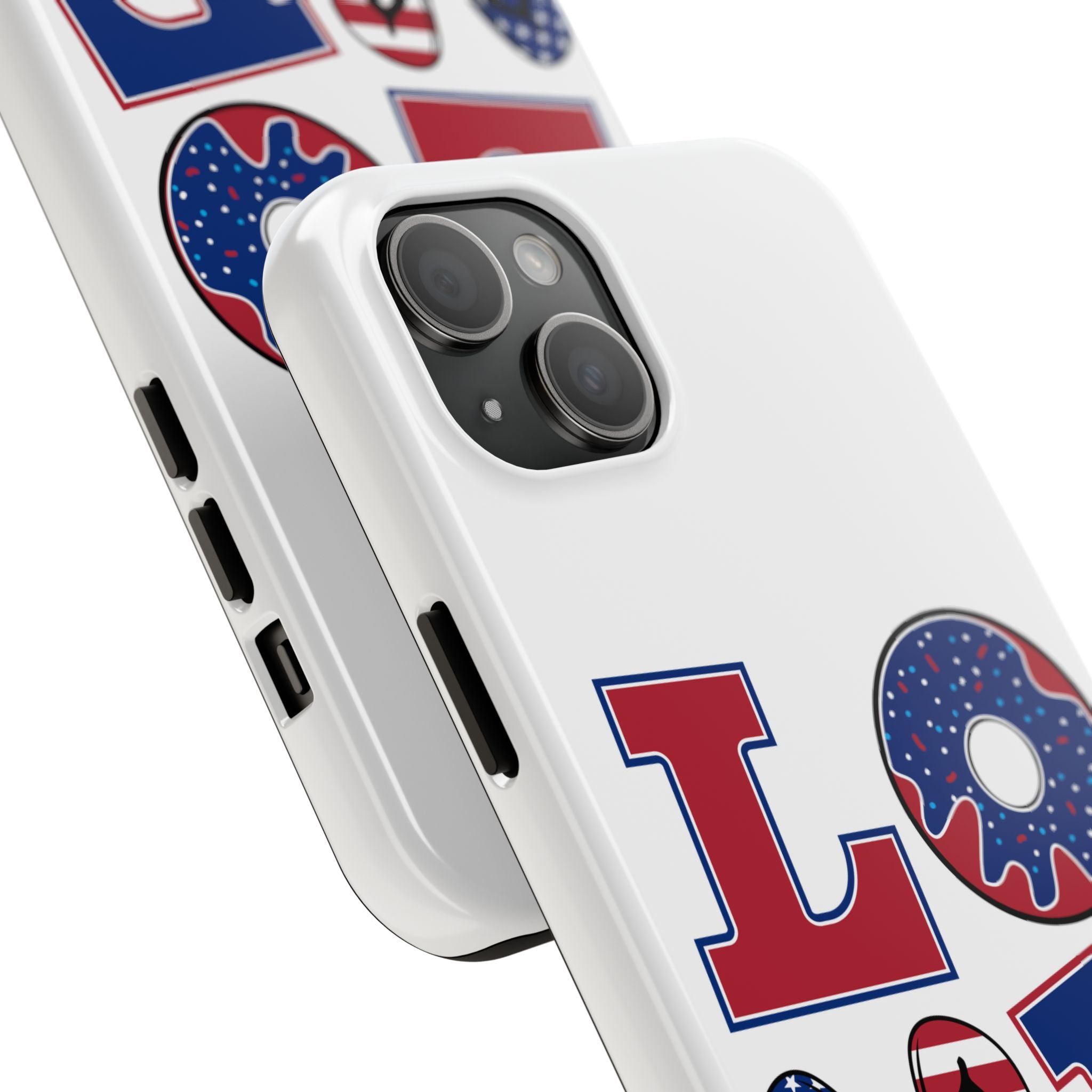 Patriotic LOVE Tough Phone Case — USA Flag & Donut Graphic