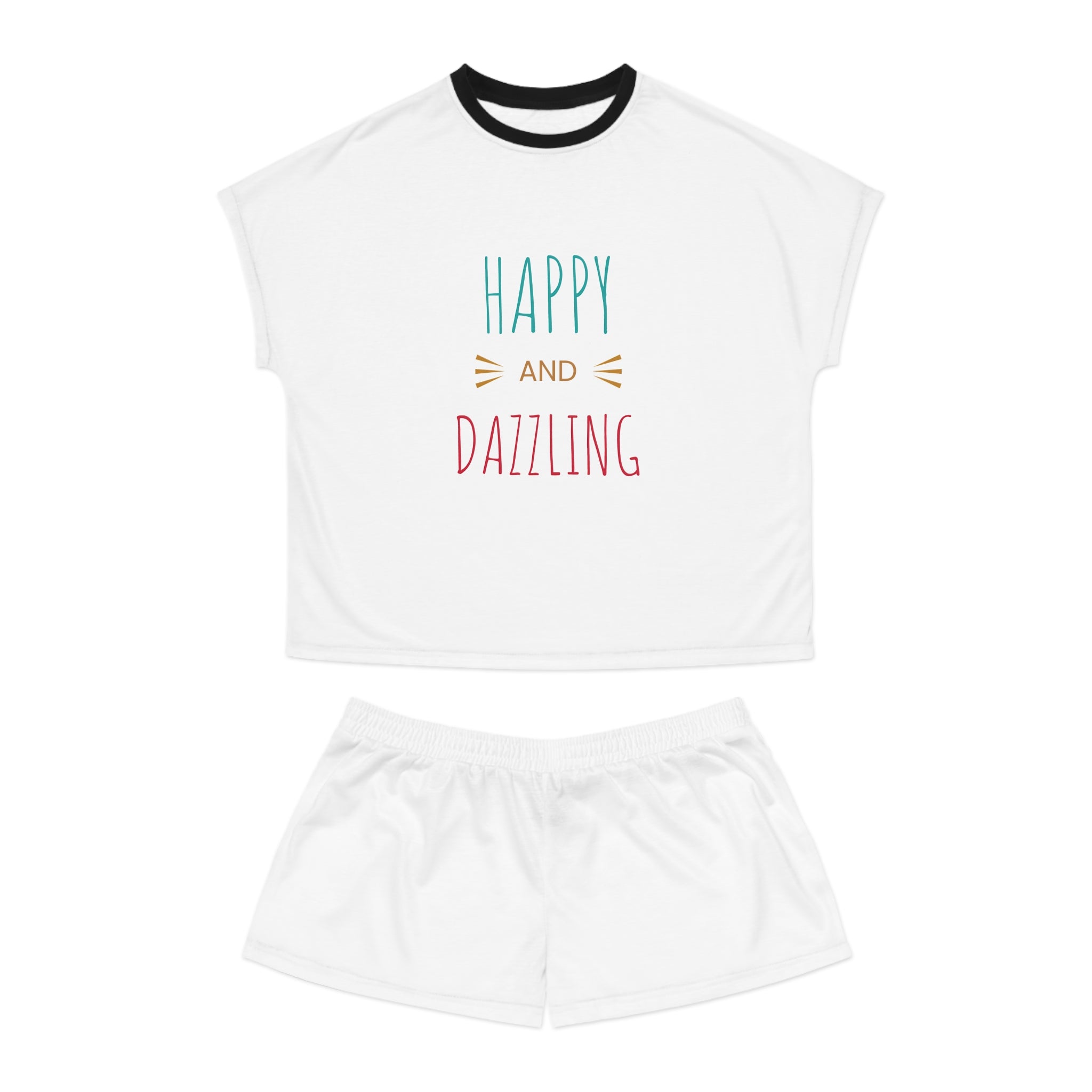 Happy and Dazzling Women's Short Pajama Set — Cute Printed Sleepwear