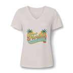 Florida Sunshine State V-Neck T-Shirt – Women's Retro Palm Tree Tee