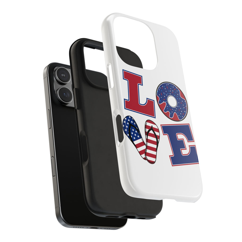 Patriotic LOVE Tough Phone Case — USA Flag & Donut Graphic