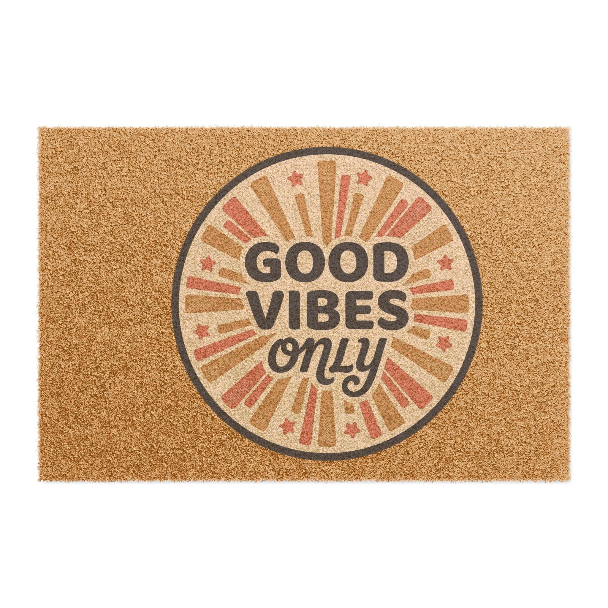 Good Vibes Only Doormat — Retro Sunburst Welcome Mat