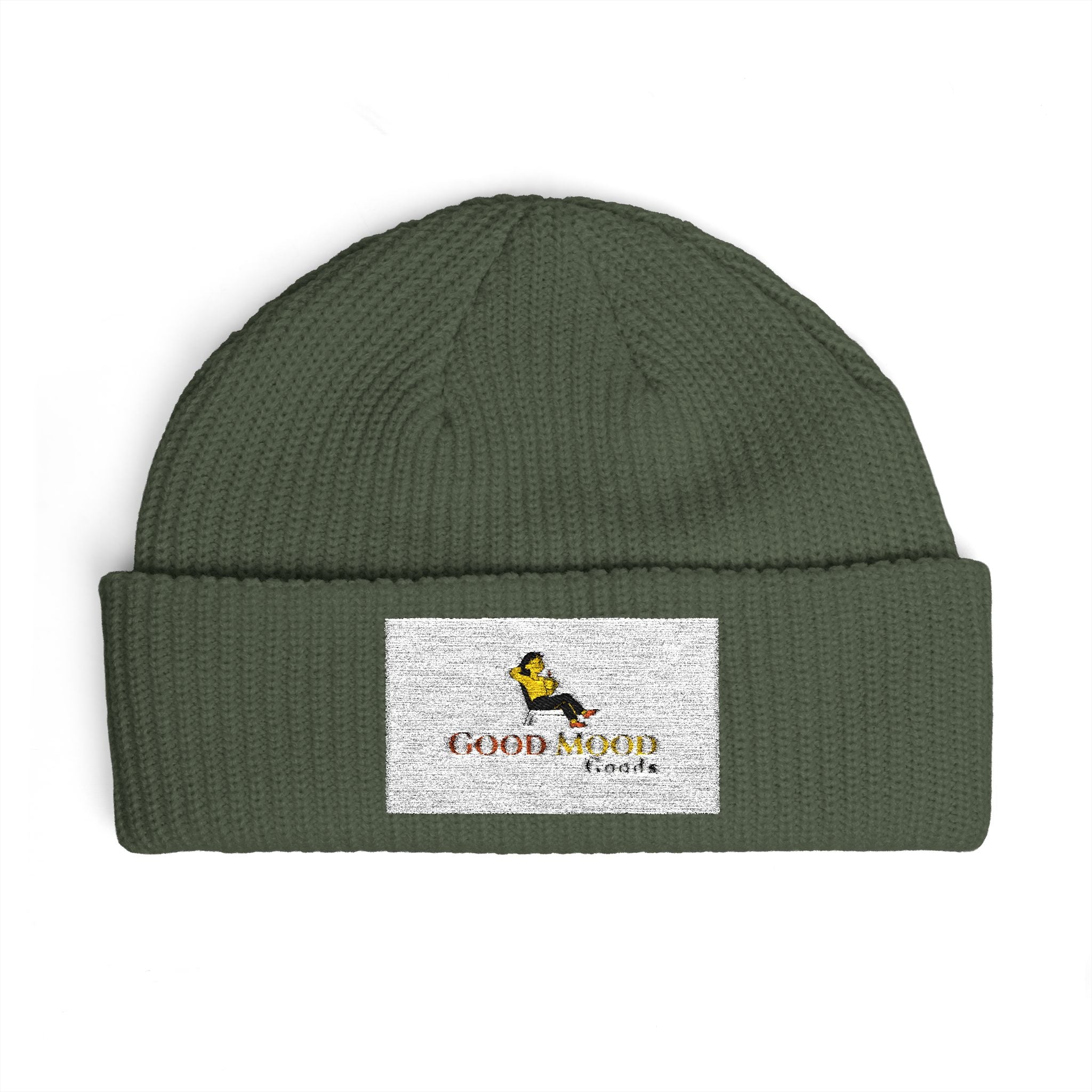 Embroidered Cuff Beanie – Cozy Knit Hat with Vintage Bird Logo