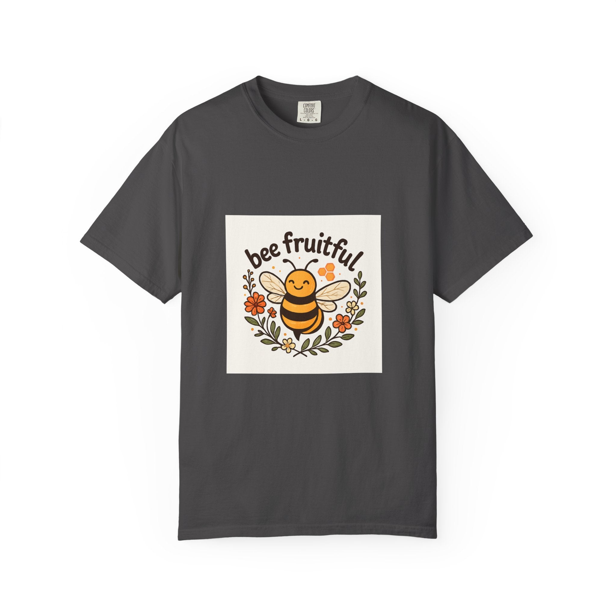 Bee Fruitful T-Shirt, Unisex Garment Dyed Tee, Cute Bee Apparel, Nature Lover's Gift, Summer Outfit, Eco-Friendly Fashion
