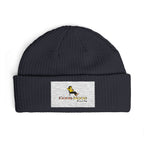 Embroidered Cuff Beanie – Cozy Knit Hat with Vintage Bird Logo