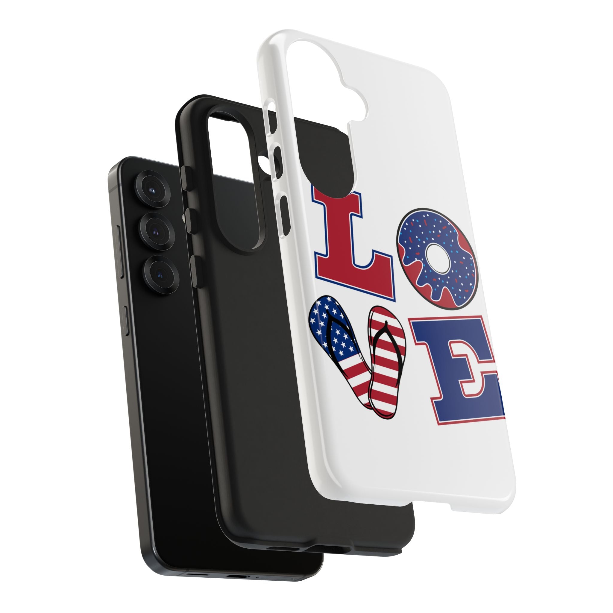 Patriotic LOVE Tough Phone Case — USA Flag & Donut Graphic