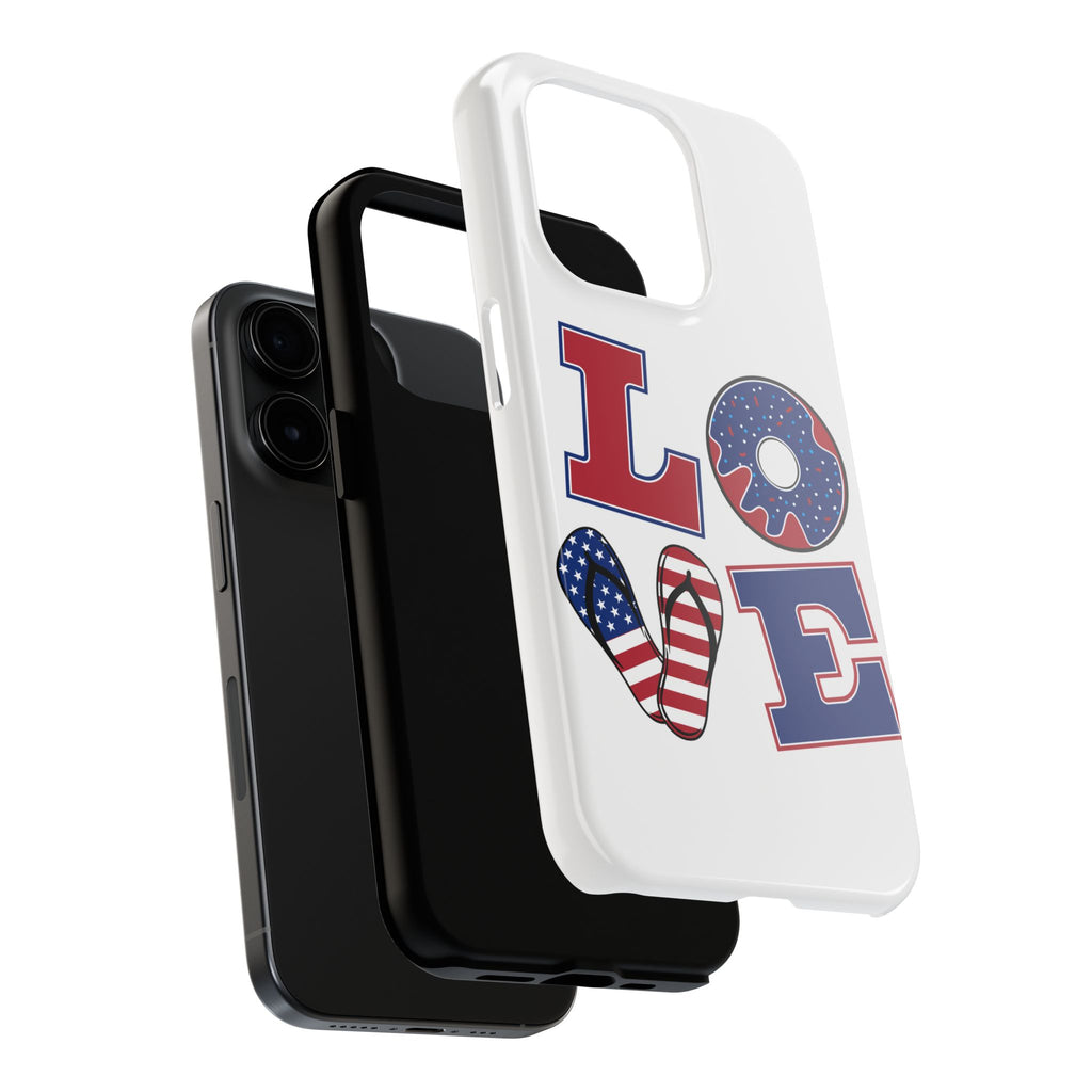 Patriotic LOVE Tough Phone Case — USA Flag & Donut Graphic