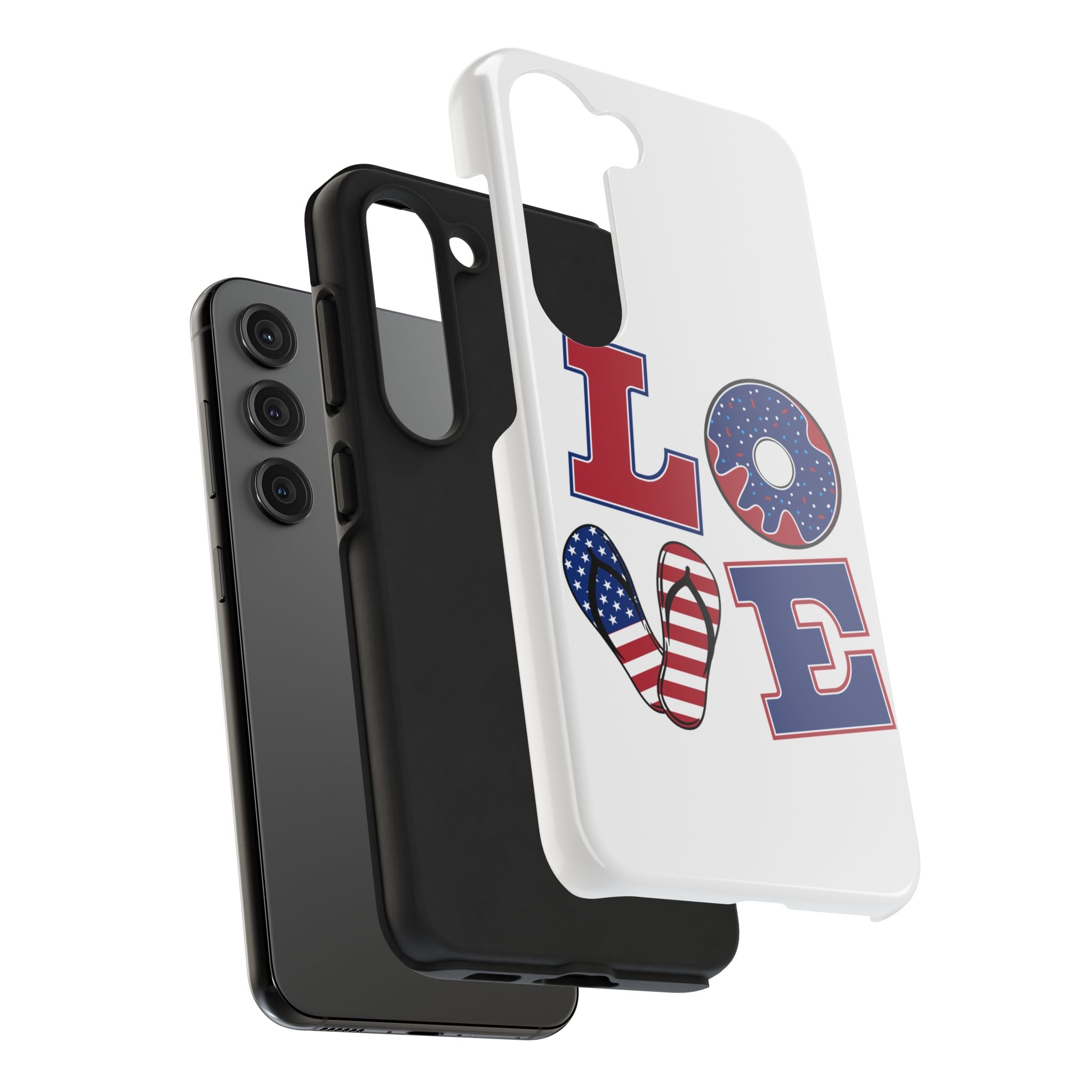 Patriotic LOVE Tough Phone Case — USA Flag & Donut Graphic
