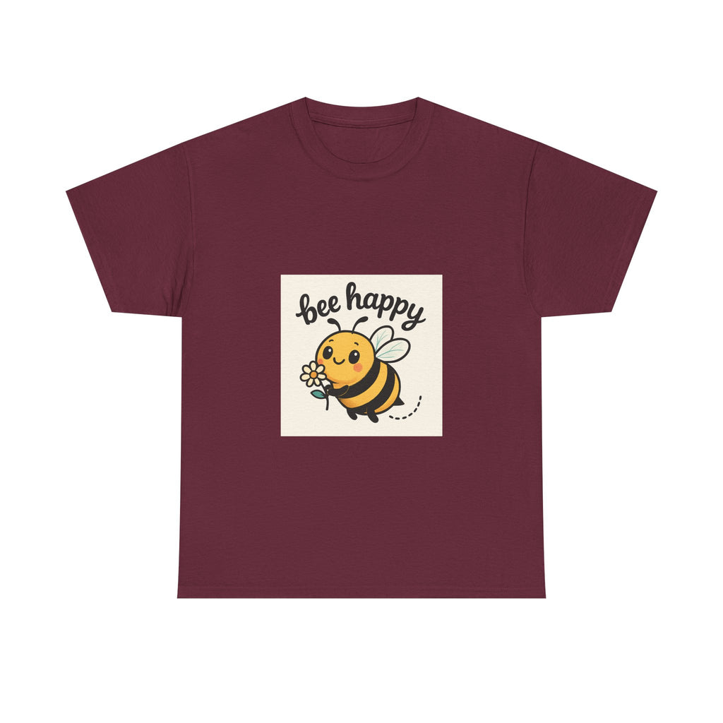 Bee Happy Tee, Unisex Cotton T-Shirt, Cute Bee Graphic Tee, Fun Summer Shirt, Gift for Bee Lovers, Nature Enthusiast Apparel