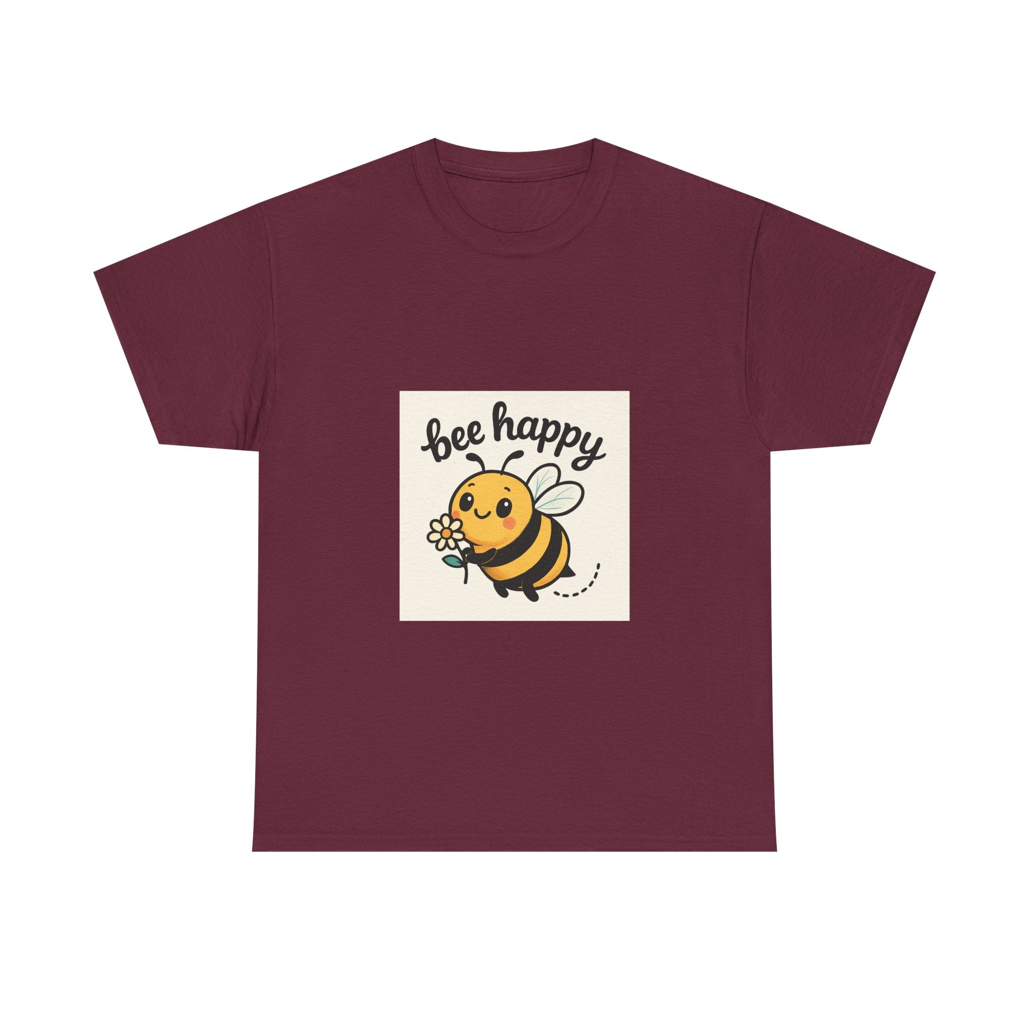 Bee Happy Tee, Unisex Cotton T-Shirt, Cute Bee Graphic Tee, Fun Summer Shirt, Gift for Bee Lovers, Nature Enthusiast Apparel
