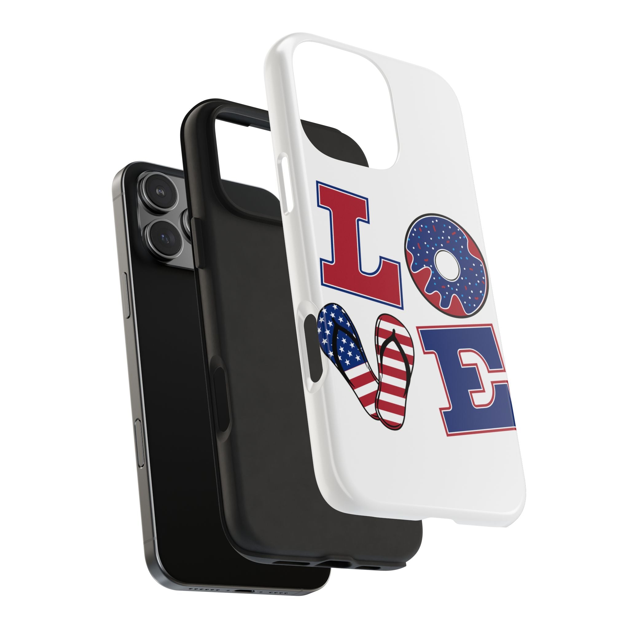 Patriotic LOVE Tough Phone Case — USA Flag & Donut Graphic