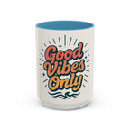 Good Vibes Only Accent Coffee Mug, Motivational Drinkware, Coffee Lover Gift, Fun Kitchen Decor, Inspirational Office Mug