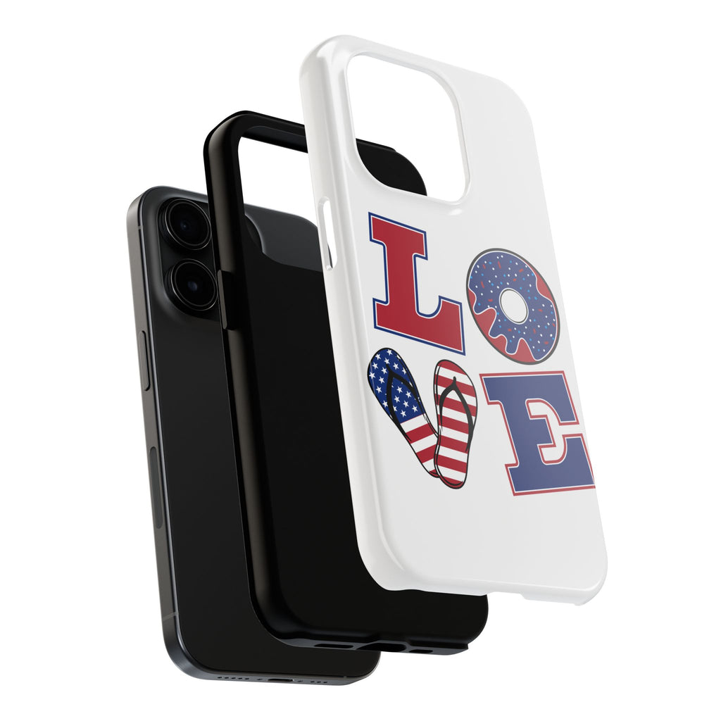 Patriotic LOVE Tough Phone Case — USA Flag & Donut Graphic