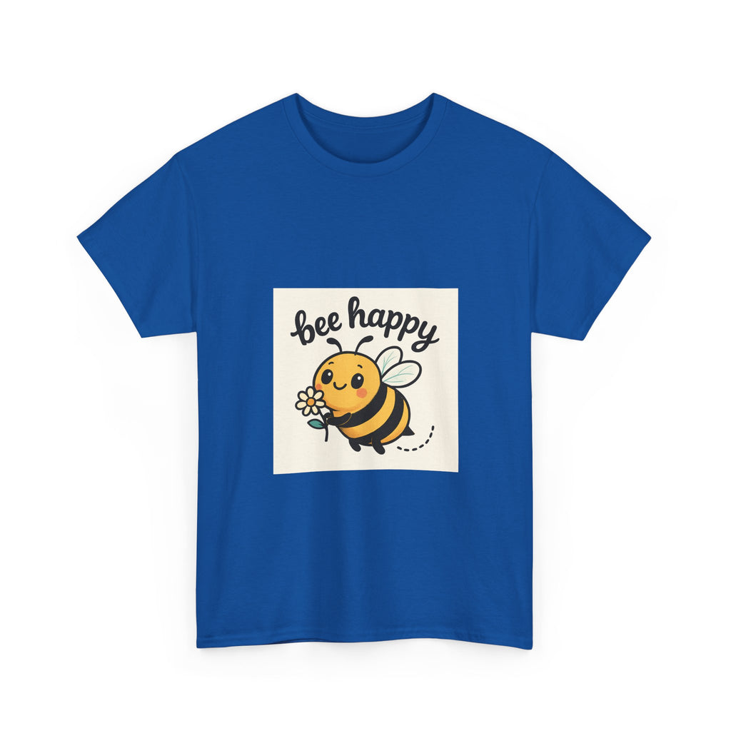 Bee Happy Tee, Unisex Cotton T-Shirt, Cute Bee Graphic Tee, Fun Summer Shirt, Gift for Bee Lovers, Nature Enthusiast Apparel