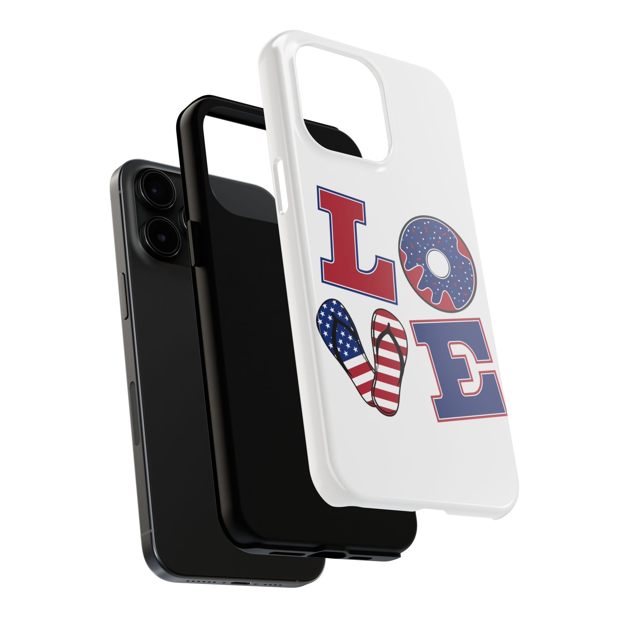 Patriotic LOVE Tough Phone Case — USA Flag & Donut Graphic