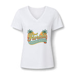 Florida Sunshine State V-Neck T-Shirt – Women's Retro Palm Tree Tee
