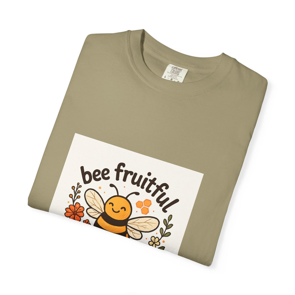 Bee Fruitful T-Shirt, Unisex Garment Dyed Tee, Cute Bee Apparel, Nature Lover's Gift, Summer Outfit, Eco-Friendly Fashion