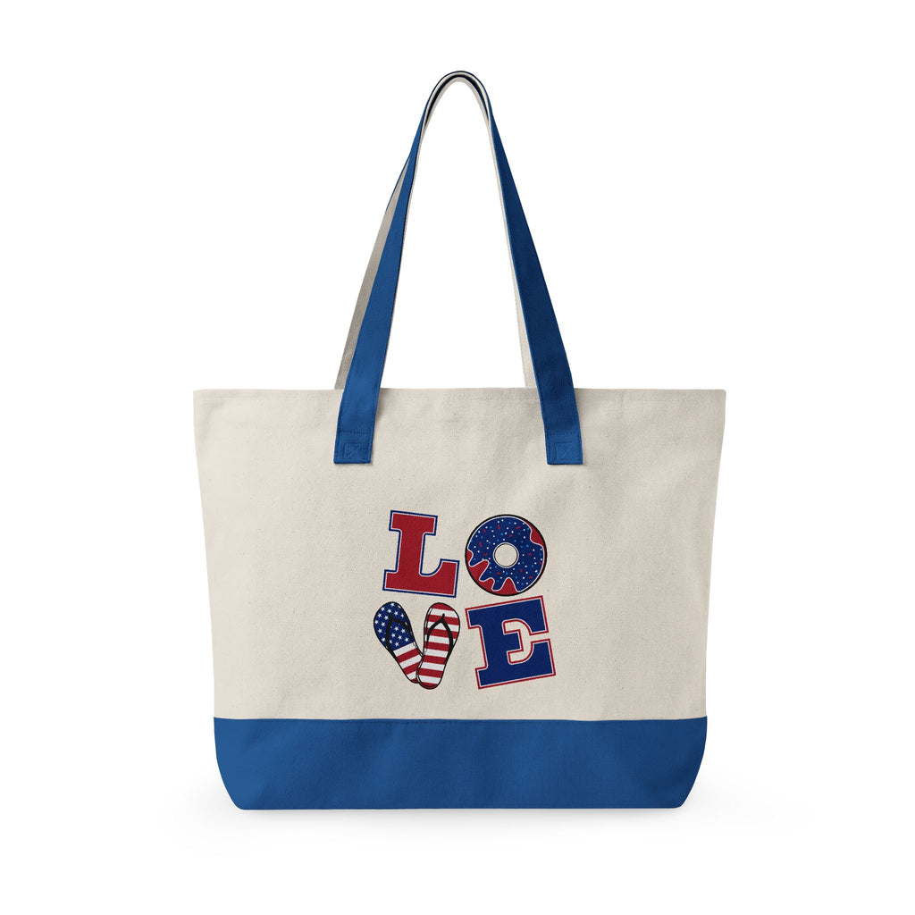 Canvas Tote — Patriotic "Merica" & Flag Love Zippered Beach Bag