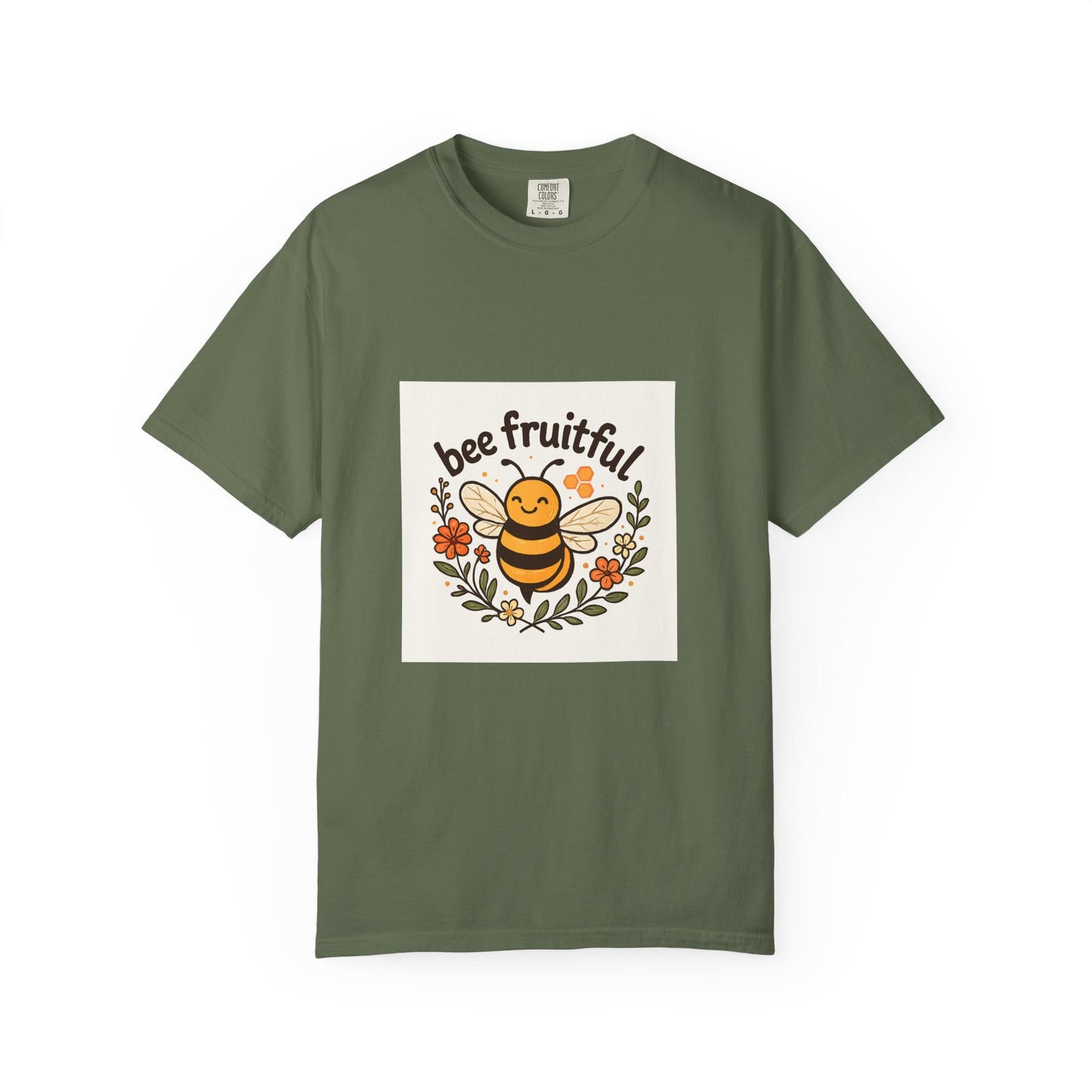 Bee Fruitful T-Shirt, Unisex Garment Dyed Tee, Cute Bee Apparel, Nature Lover's Gift, Summer Outfit, Eco-Friendly Fashion