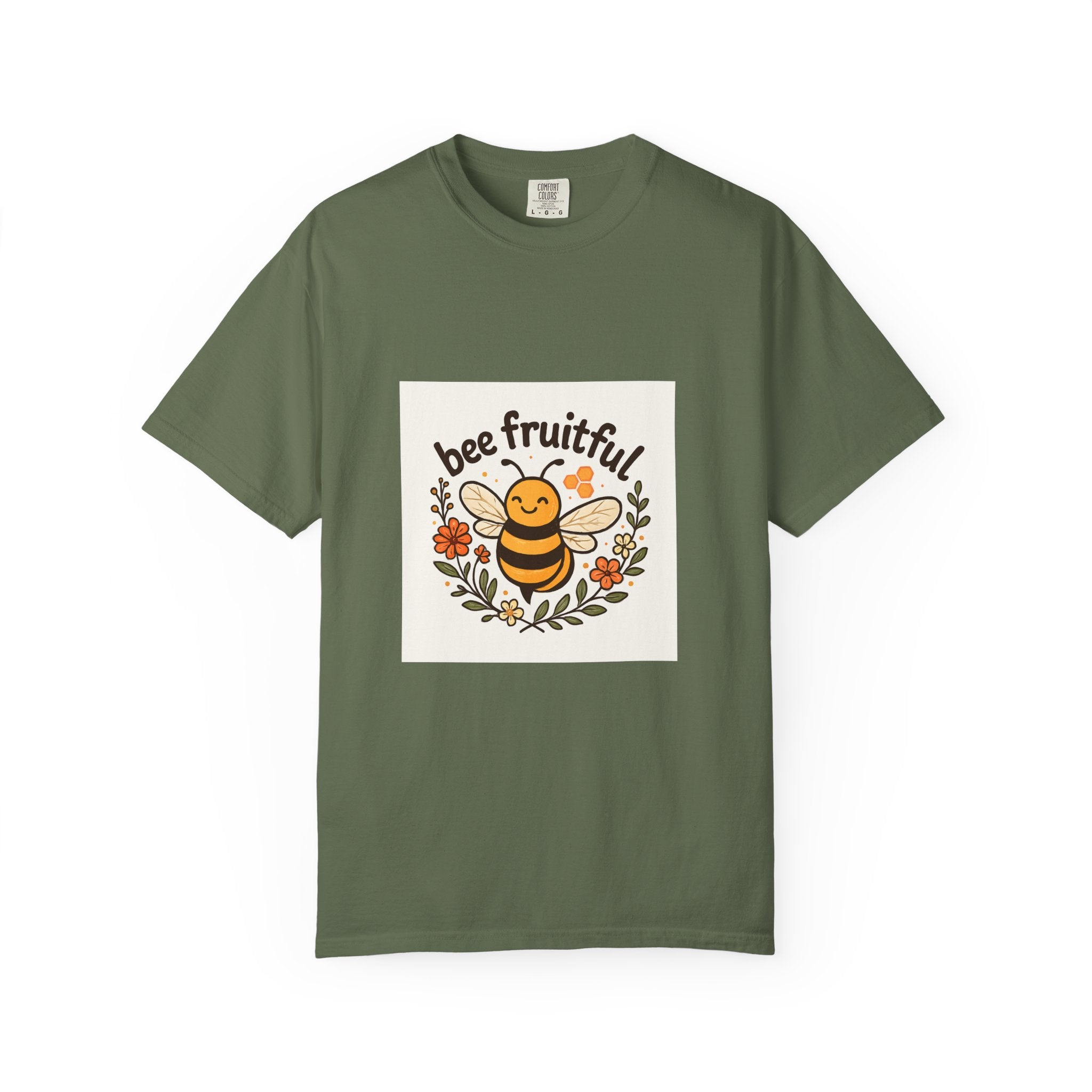 Bee Fruitful T-Shirt, Unisex Garment Dyed Tee, Cute Bee Apparel, Nature Lover's Gift, Summer Outfit, Eco-Friendly Fashion