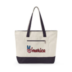 Canvas Tote — Patriotic "Merica" & Flag Love Zippered Beach Bag