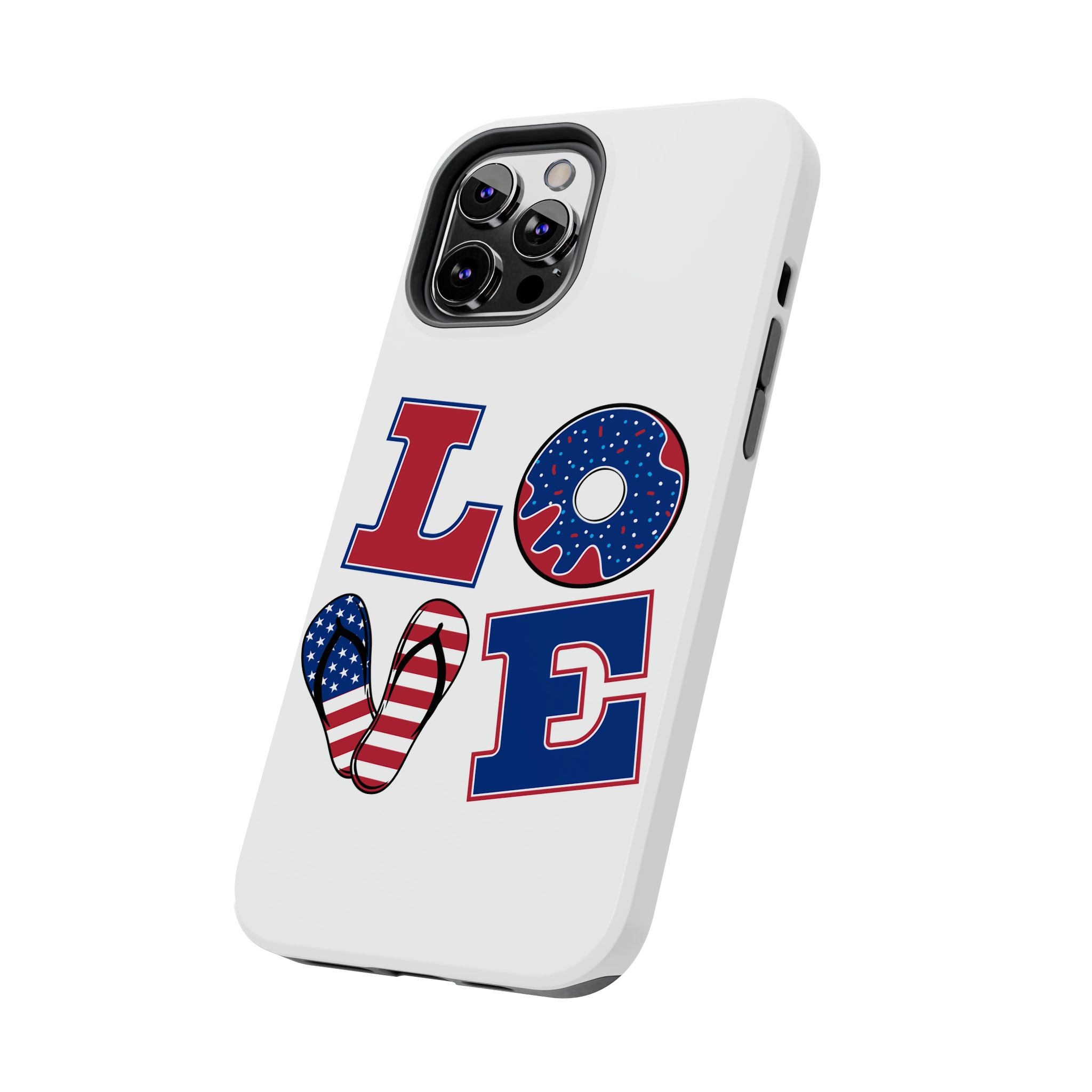 Patriotic LOVE Tough Phone Case — USA Flag & Donut Graphic