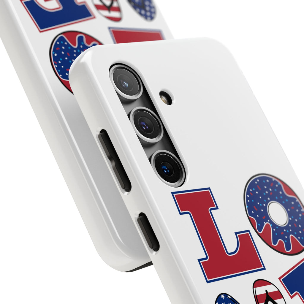 Patriotic LOVE Tough Phone Case — USA Flag & Donut Graphic