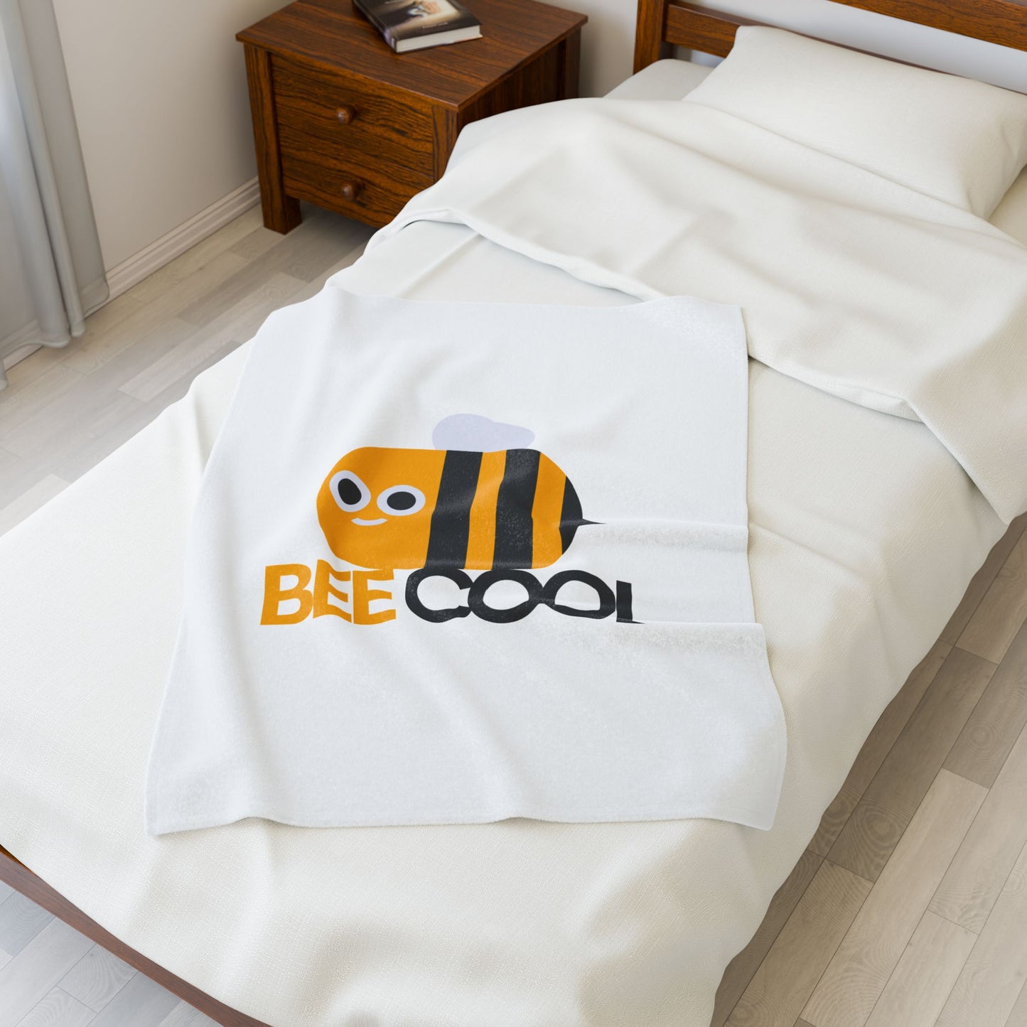 Bee Cool Velveteen Plush Blanket - Cozy Gift for Kids, Nursery Decor, Bee Themed Decor, Summer Vibes, Soft Throw Blanket
