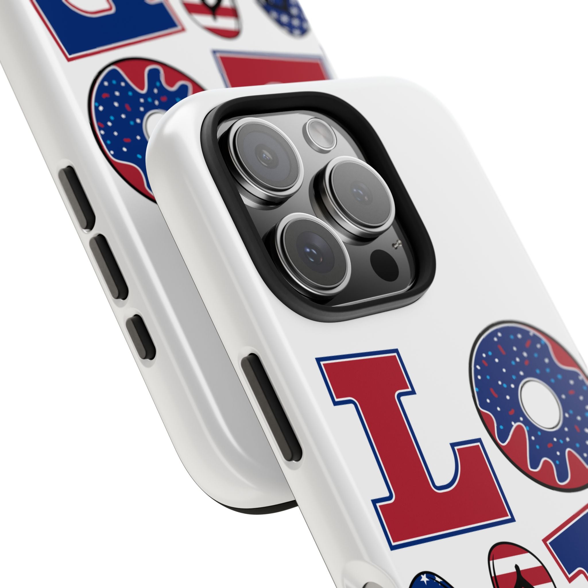 Patriotic LOVE Tough Phone Case — USA Flag & Donut Graphic