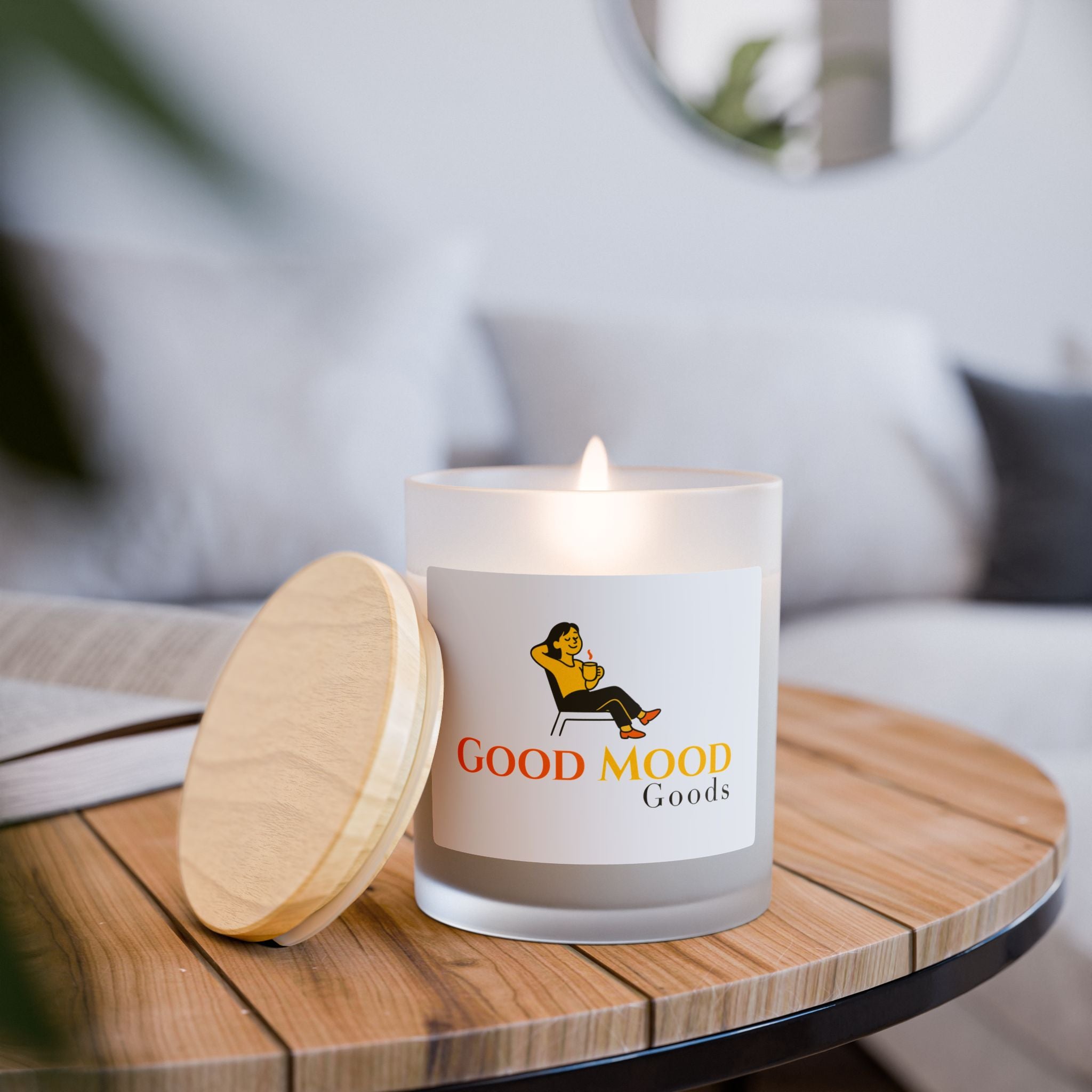 Good Mood Goods Frosted Glass Candle – 11oz Relaxing Scented Soy Candle