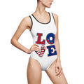 Patriotic 'LOVE' One-Piece Swimsuit – American Flag Swimwear with 'Merica Back Print