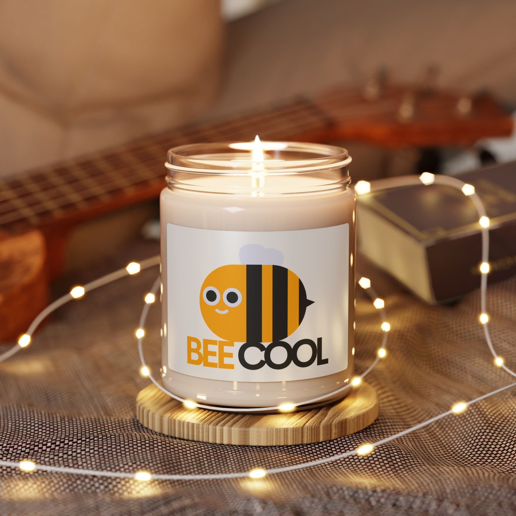 Bee Cool Scented Soy Candle, Fun Bee Design, Gift for Her, Cozy Home Decor, Relaxation Candle, Summer Vibes